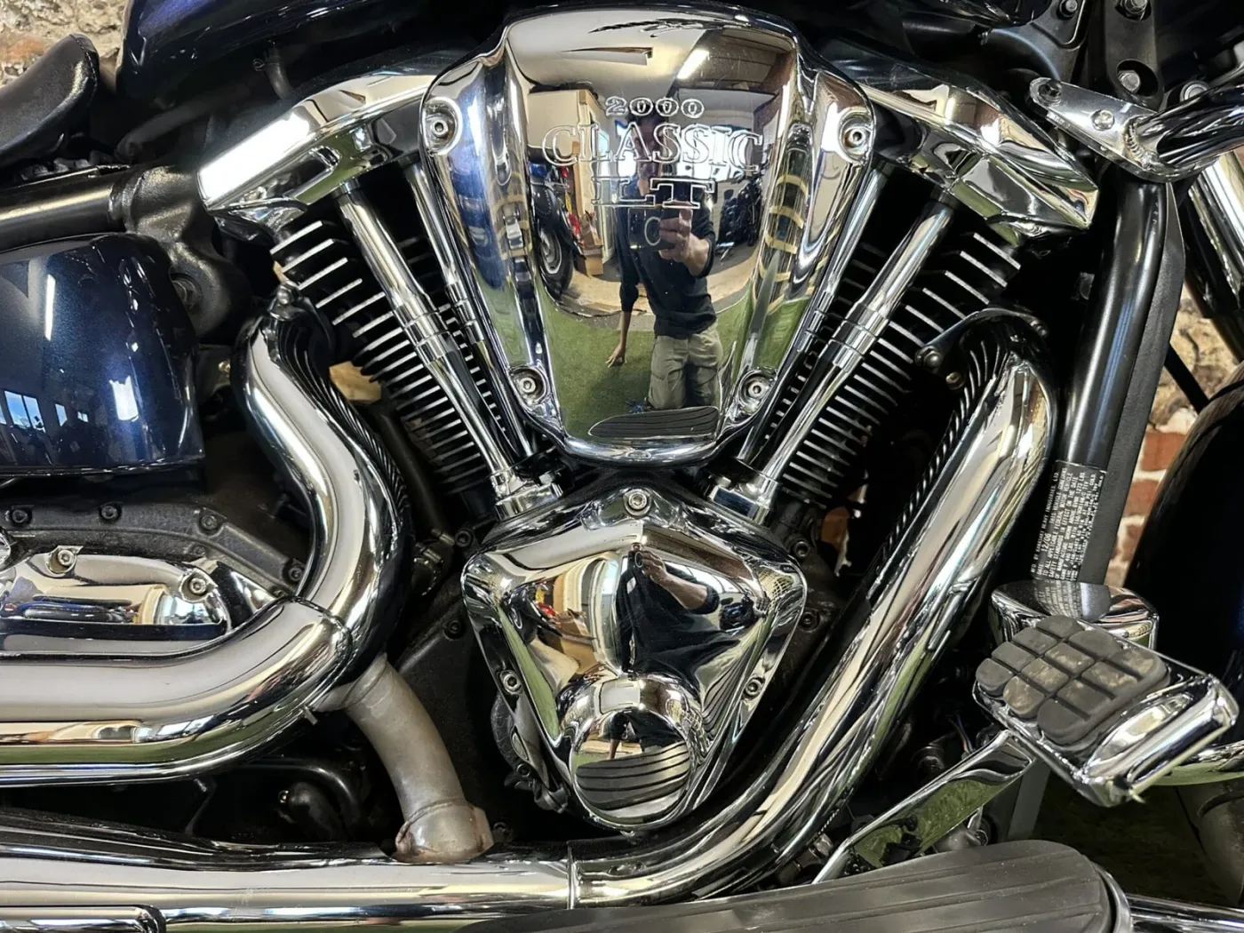 V-twin from below — primary cover and cases
