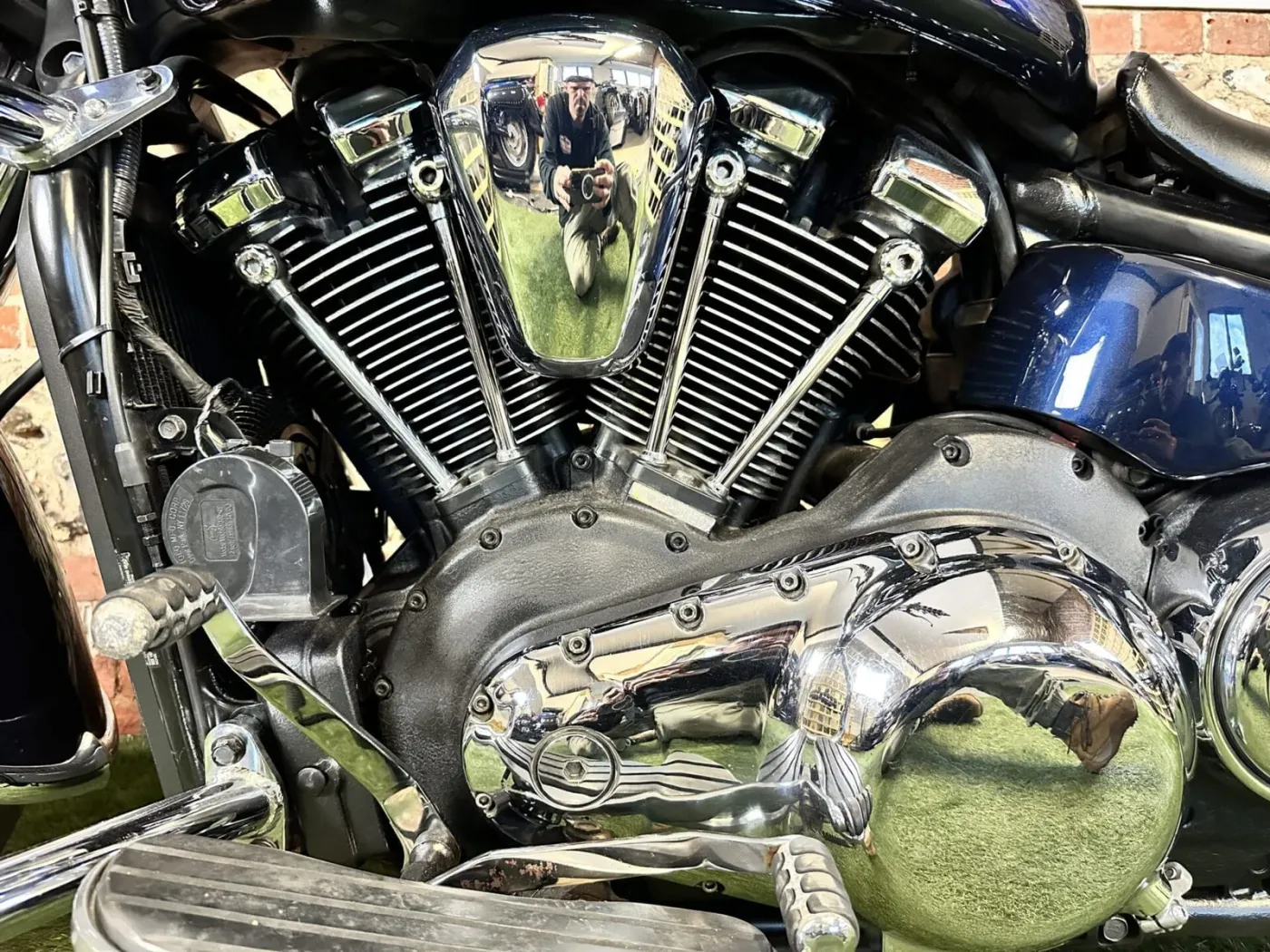 The 2053 cc 52° V-twin — chrome rocker covers and deep cooling fins