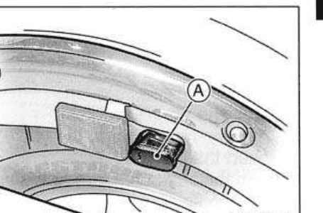 The helmet hook on the left side of the frame, callout A with a leader line pointing to the hook.