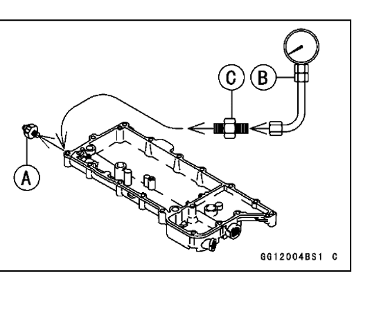 Oil-pressure gauge and adapter threaded into the oil-pressure-switch hole on the oil pan.